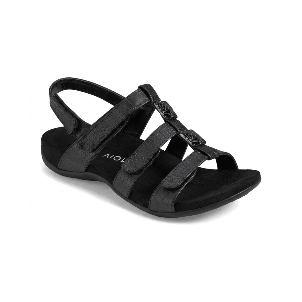 Vionic Women’s Amber Strappy Black Sandals – Arch Support 1