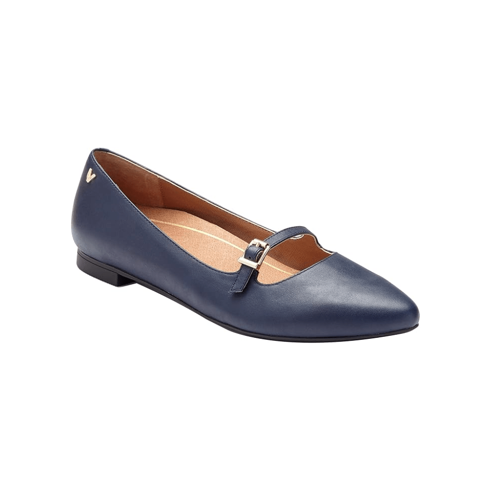 Vionic Women's Gem Delilah Ballet Flat Pointed Mary Jane - Navy 1