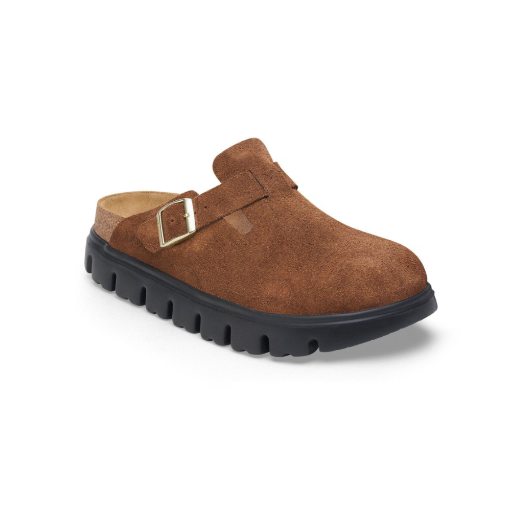Birkenstock Women's Boston Chunky Suede Leather Clogs - Dark Tea/Black