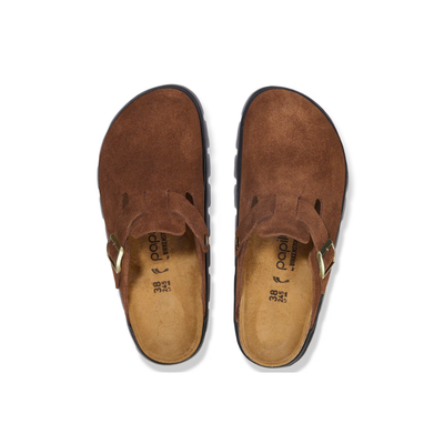 Birkenstock Women's Boston Chunky Suede Leather Clogs - Dark Tea/Black