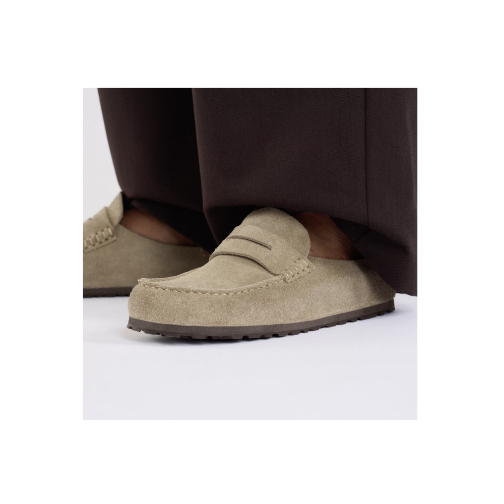 Birkenstock Unisex Naples Wrapped Suede Clogs - Taupe