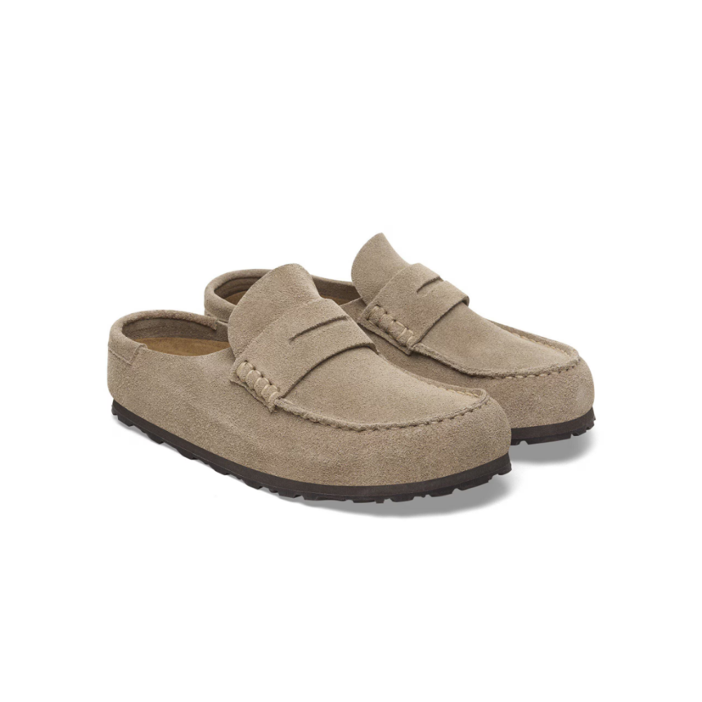 Birkenstock Unisex Naples Wrapped Suede Clogs - Taupe