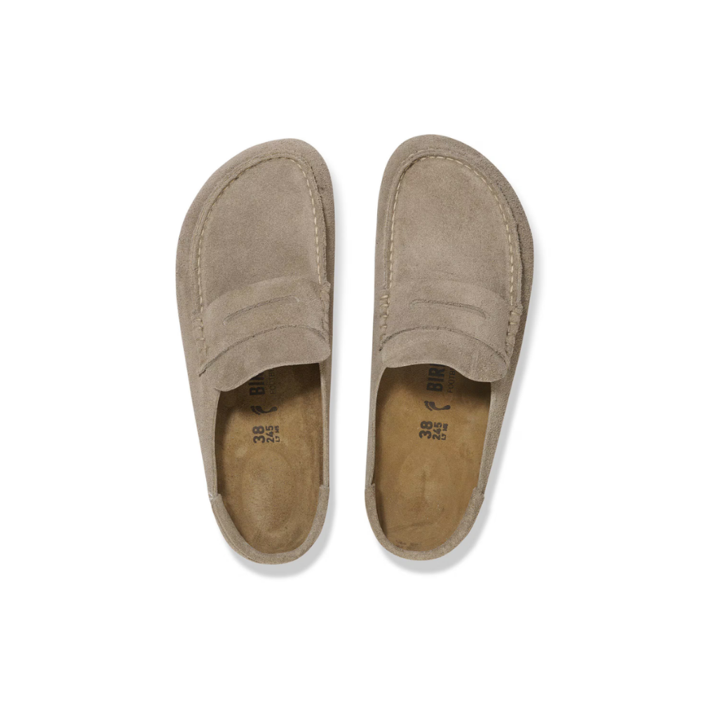 Birkenstock Unisex Naples Wrapped Suede Clogs - Taupe