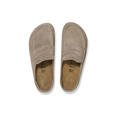 Birkenstock Unisex Naples Wrapped Suede Clogs - Taupe