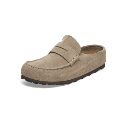 Birkenstock Unisex Naples Wrapped Suede Clogs - Taupe