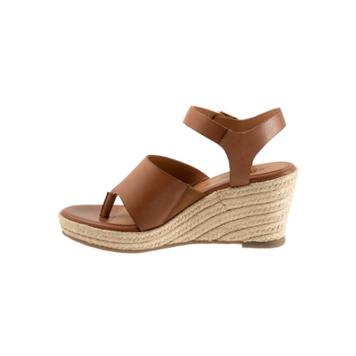 SoftWalk Hilo Women's Leather Espadrille Wedge Sandal - Luggage