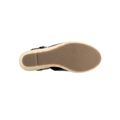 SoftWalk Hilo Women's Leather Espadrille Wedge Sandal - Black