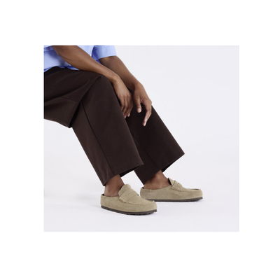 Birkenstock Unisex Naples Wrapped Suede Clogs - Taupe