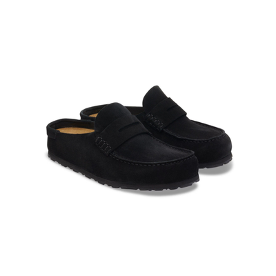 Birkenstock Unisex Naples Wrapped Suede Leather Clogs - Black