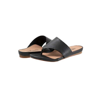 SoftWalk Chandler Women's Asymmetric Leather Thong Sandal - Black