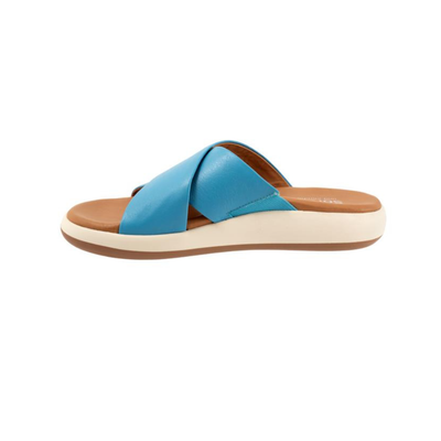 SoftWalk Jesi Women's Leather Crisscross Slide Sandal - Sky Blue