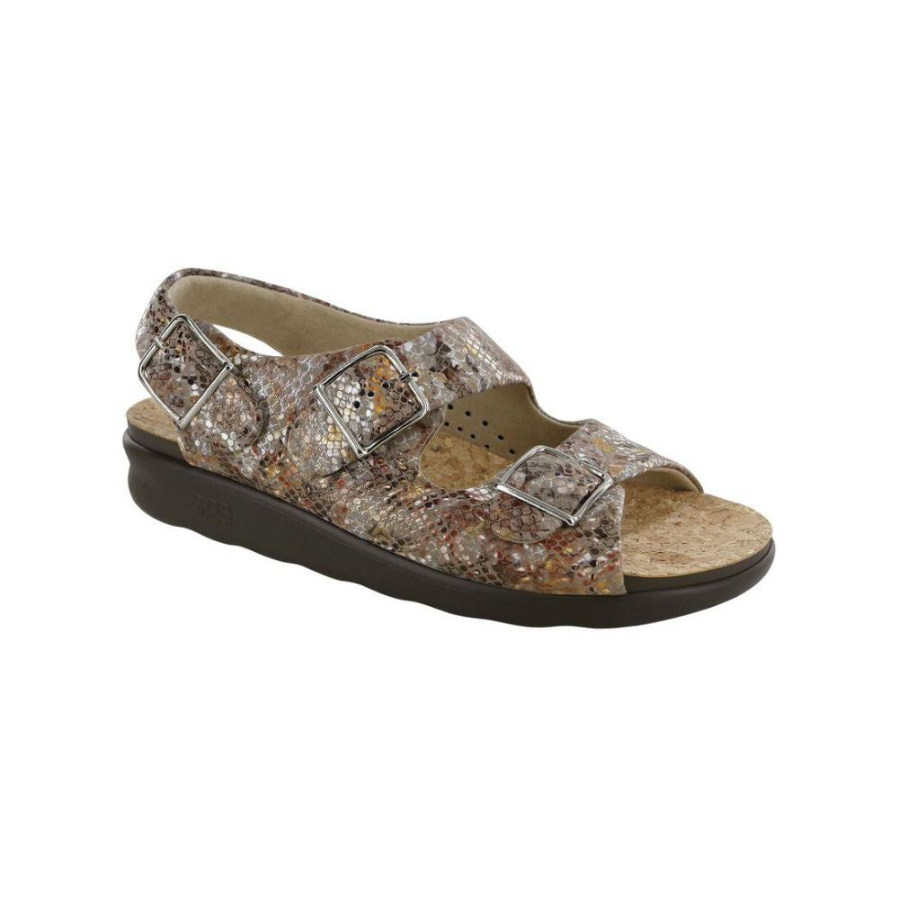 SAS Women’s Relaxed Supportive Leather Slip-On Shoe – Multisnake Taupe