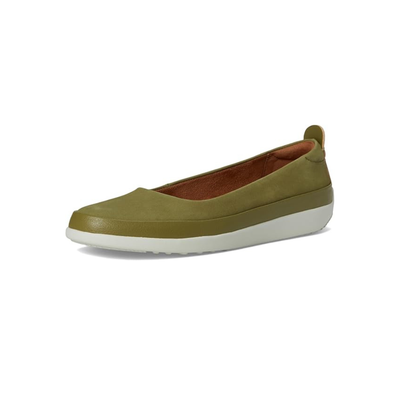 SoftWalk Disa Women's Leather Slip-On Flat - Olive Nubuck