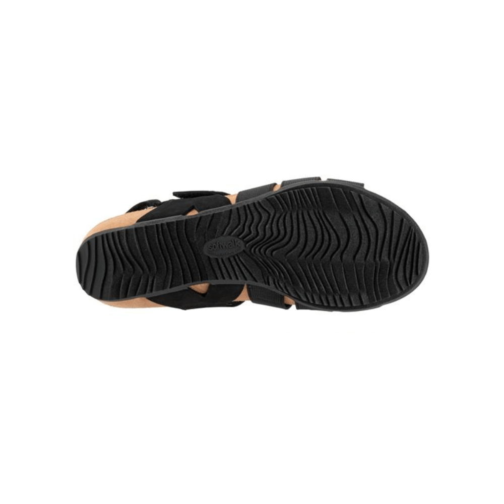 SoftWalk Burnaby Women's Nubuck Fisherman Sandal - Black Nubuck