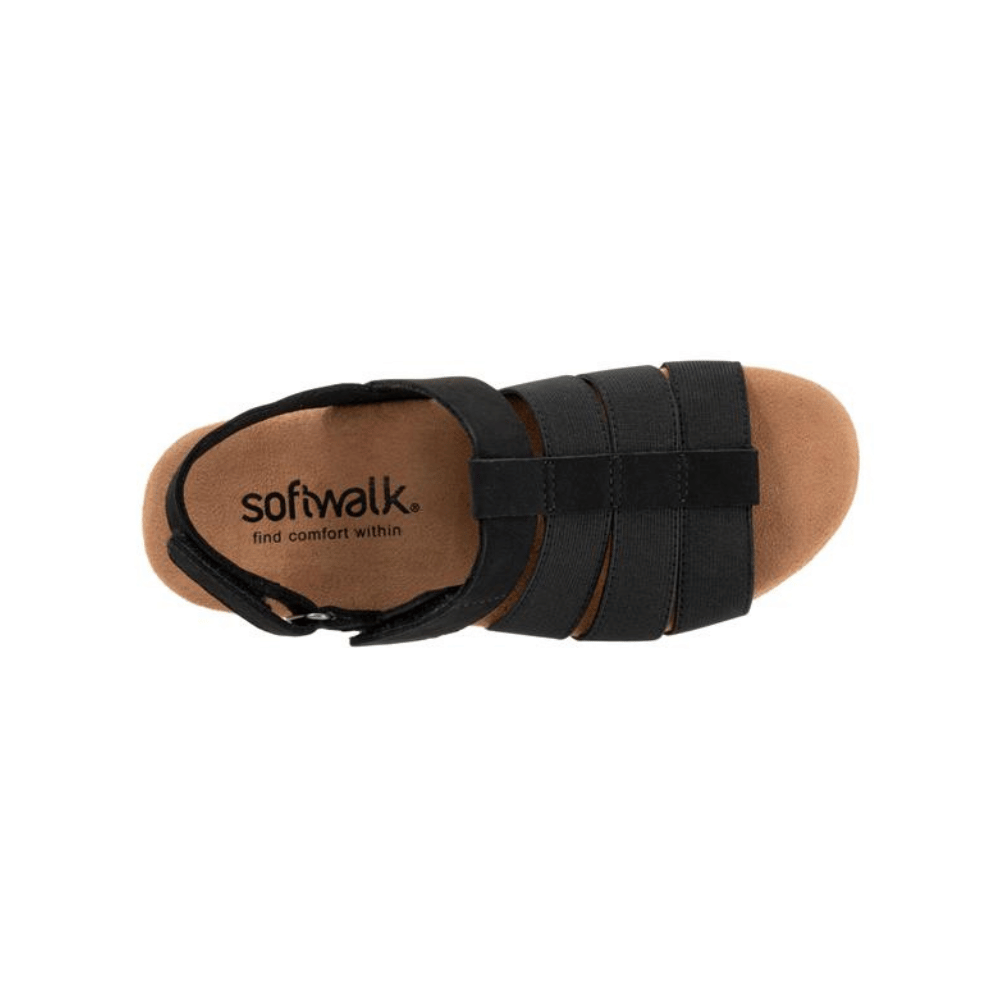 SoftWalk Burnaby Women's Nubuck Fisherman Sandal - Black Nubuck