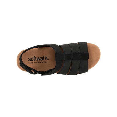 SoftWalk Burnaby Women's Nubuck Fisherman Sandal - Black Nubuck