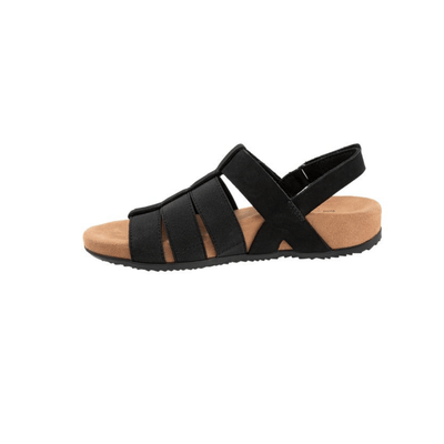 SoftWalk Burnaby Women's Nubuck Fisherman Sandal - Black Nubuck
