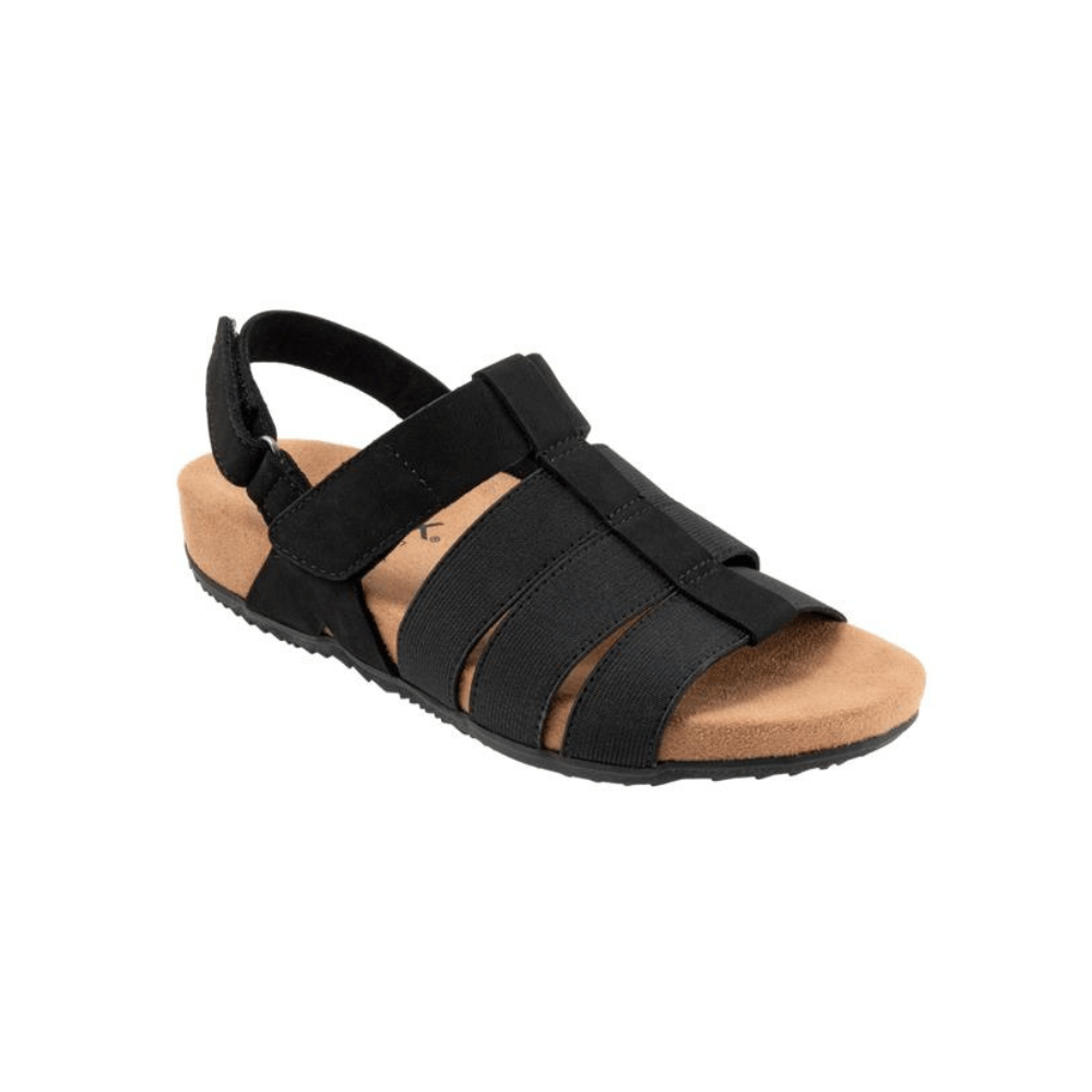 SoftWalk Burnaby Women's Nubuck Fisherman Sandal - Black Nubuck