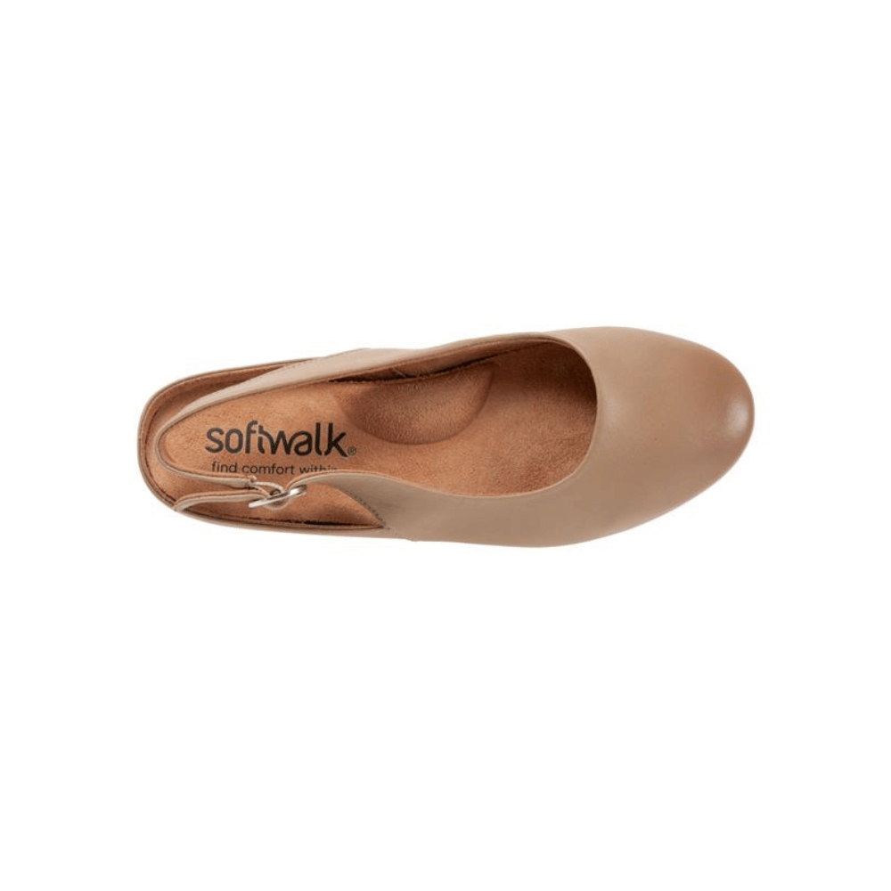 SoftWalk Sandy Women's Leather Slingback Flat - Taupe