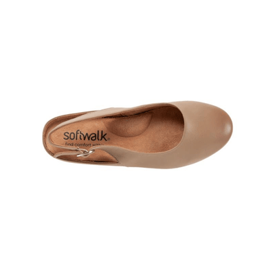 SoftWalk Sandy Women's Leather Slingback Flat - Taupe