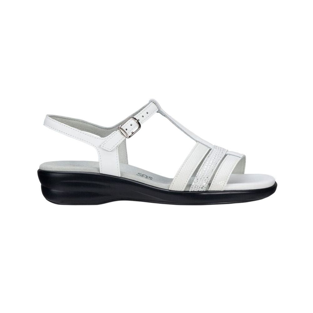 SAS Women’s Capri Leather Slide Sandal – White Multi