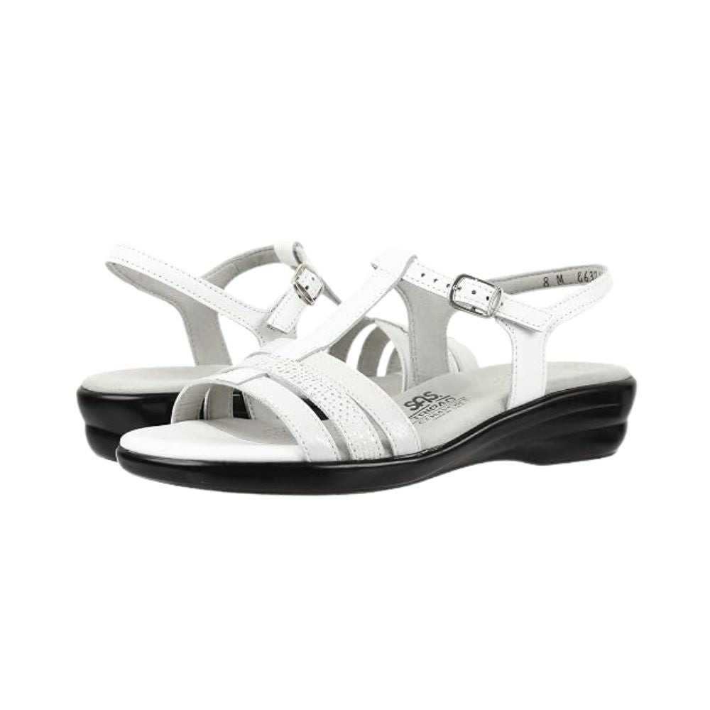 SAS Women’s Capri Leather Slide Sandal – White Multi