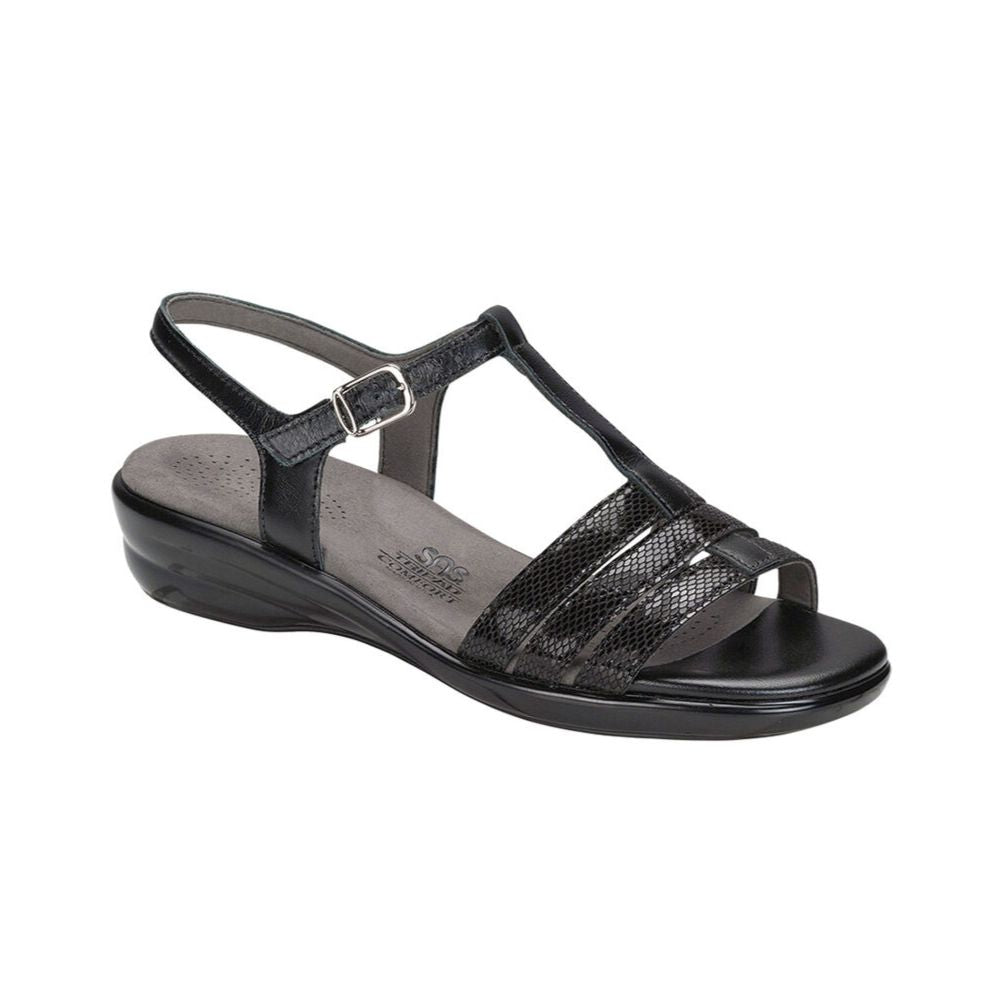 SAS Women’s Capri Leather Slide Sandal – Black Snake