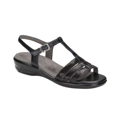 SAS Women’s Capri Leather Slide Sandal – Black Snake