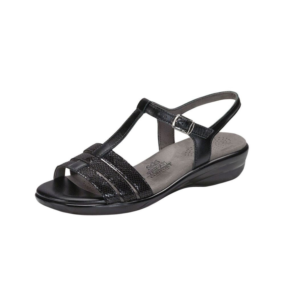 SAS Women’s Capri Leather Slide Sandal – Black Snake