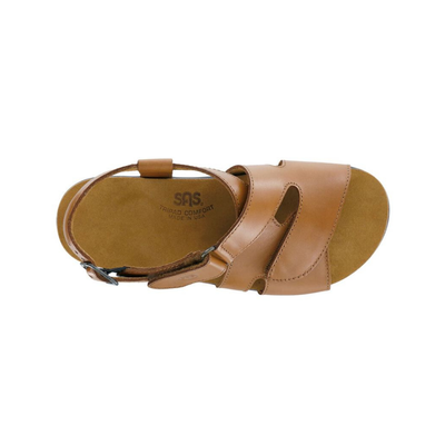 SAS Women's Huggy Cross Strap Adjustable Sandal - Caramel