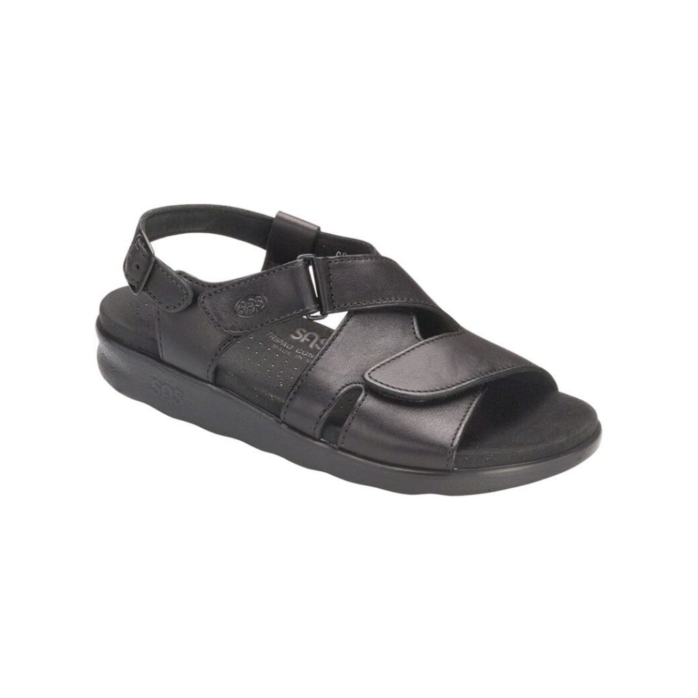 SAS Women's Huggy Cross Strap Adjustable Sandal - Black