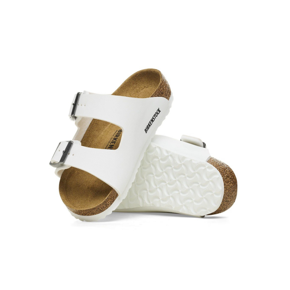 Birkenstock Arizona Kids Birko-Flor Sandal White - Top View showing cork footbed