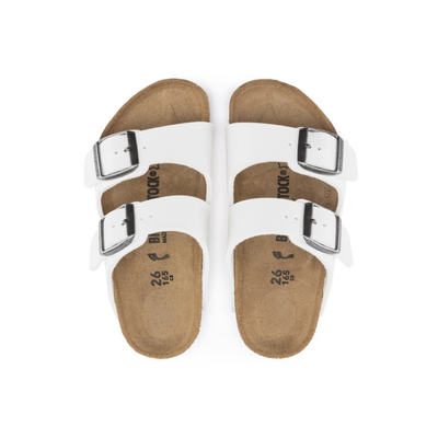 Birkenstock Arizona Kids Unisex White Sandal - Front View both sandals