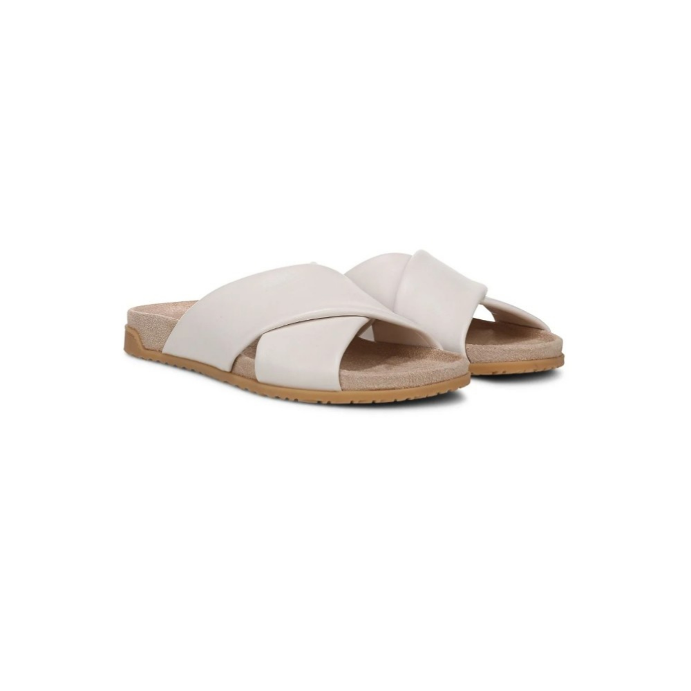Vionic Women's Etna Orthotic Crossover Slide Sandals - Sea Salt Leather