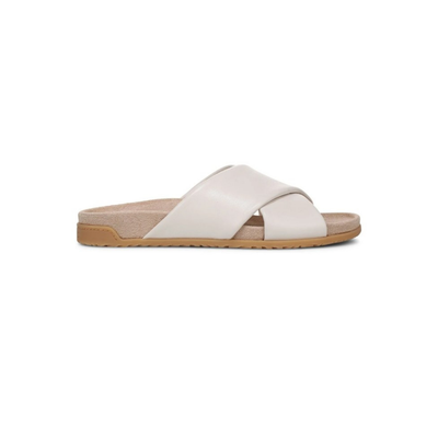 Vionic Women's Etna Orthotic Crossover Slide Sandals - Sea Salt Leather