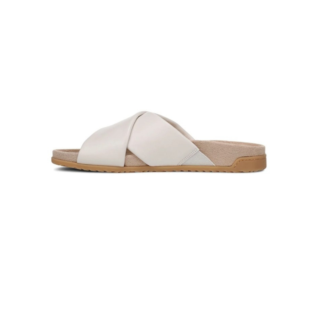 Vionic Women's Etna Orthotic Crossover Slide Sandals - Sea Salt Leather