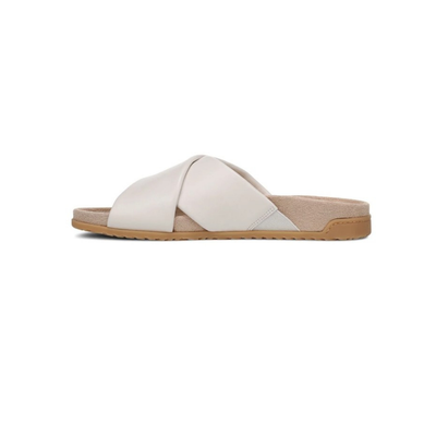 Vionic Women's Etna Orthotic Crossover Slide Sandals - Sea Salt Leather