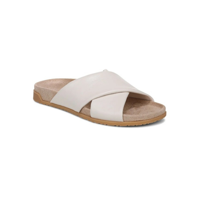 Vionic Women's Etna Orthotic Crossover Slide Sandals - Sea Salt Leather