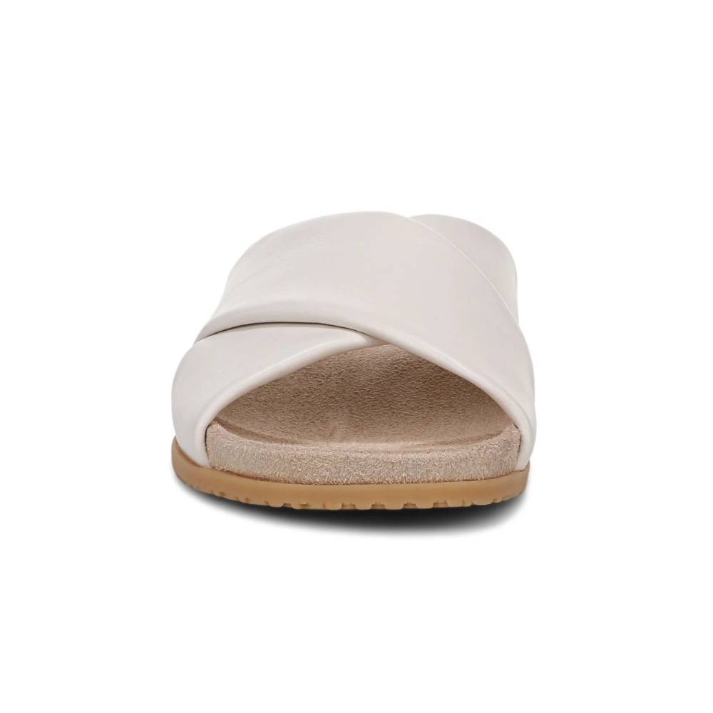 Vionic Women's Etna Orthotic Crossover Slide Sandals - Sea Salt Leather