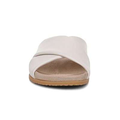 Vionic Women's Etna Orthotic Crossover Slide Sandals - Sea Salt Leather