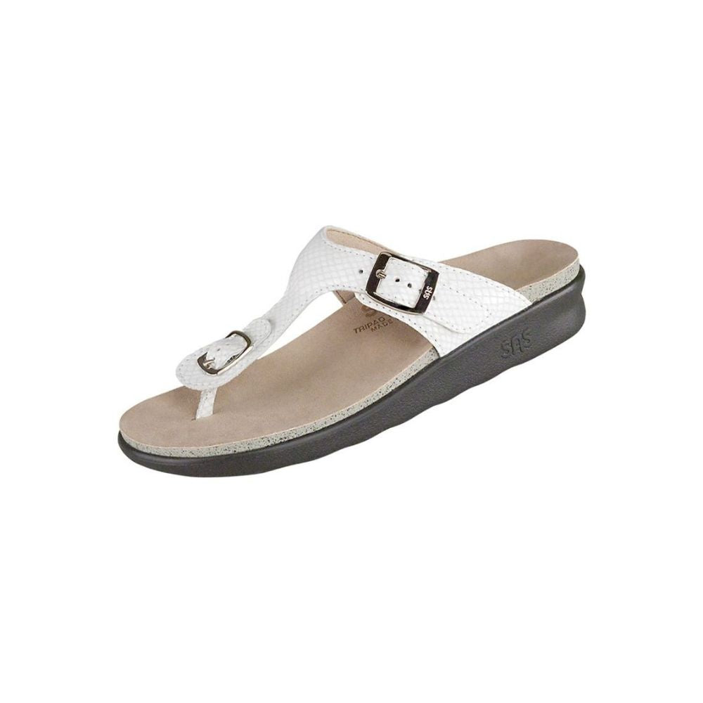 SAS Women’s Sanibel Leather Comfort Sandal – White Snake 4