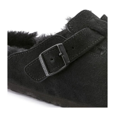 Birkenstock Boston VL Shearling Suede Leather Black Unisex Clog Sandal 5