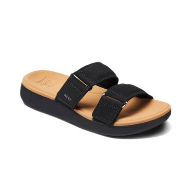 Reef Cushion Cloud Black / Tan Women's Platform Slide Sandal 1