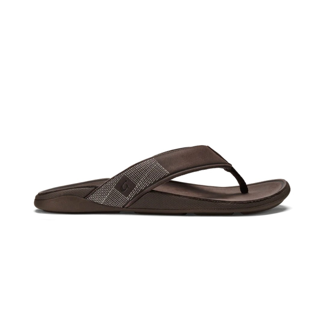 Olukai Men's Tuahine Waterproof Leather Sandals Dark Wood
