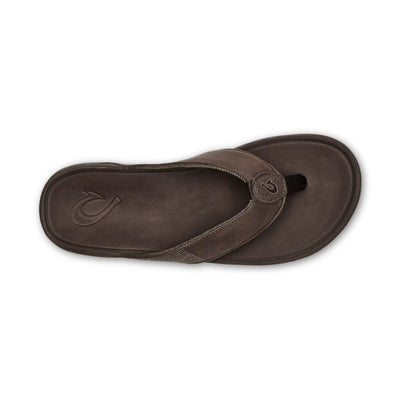 Olukai Men's Tuahine Waterproof Leather Sandals Dark Wood