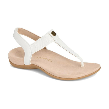 Vionic Brea Toe Post Slingback Sandal White Leather I9863L6100 1.1