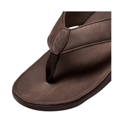 Olukai Men's Tuahine Waterproof Leather Sandals Dark Wood