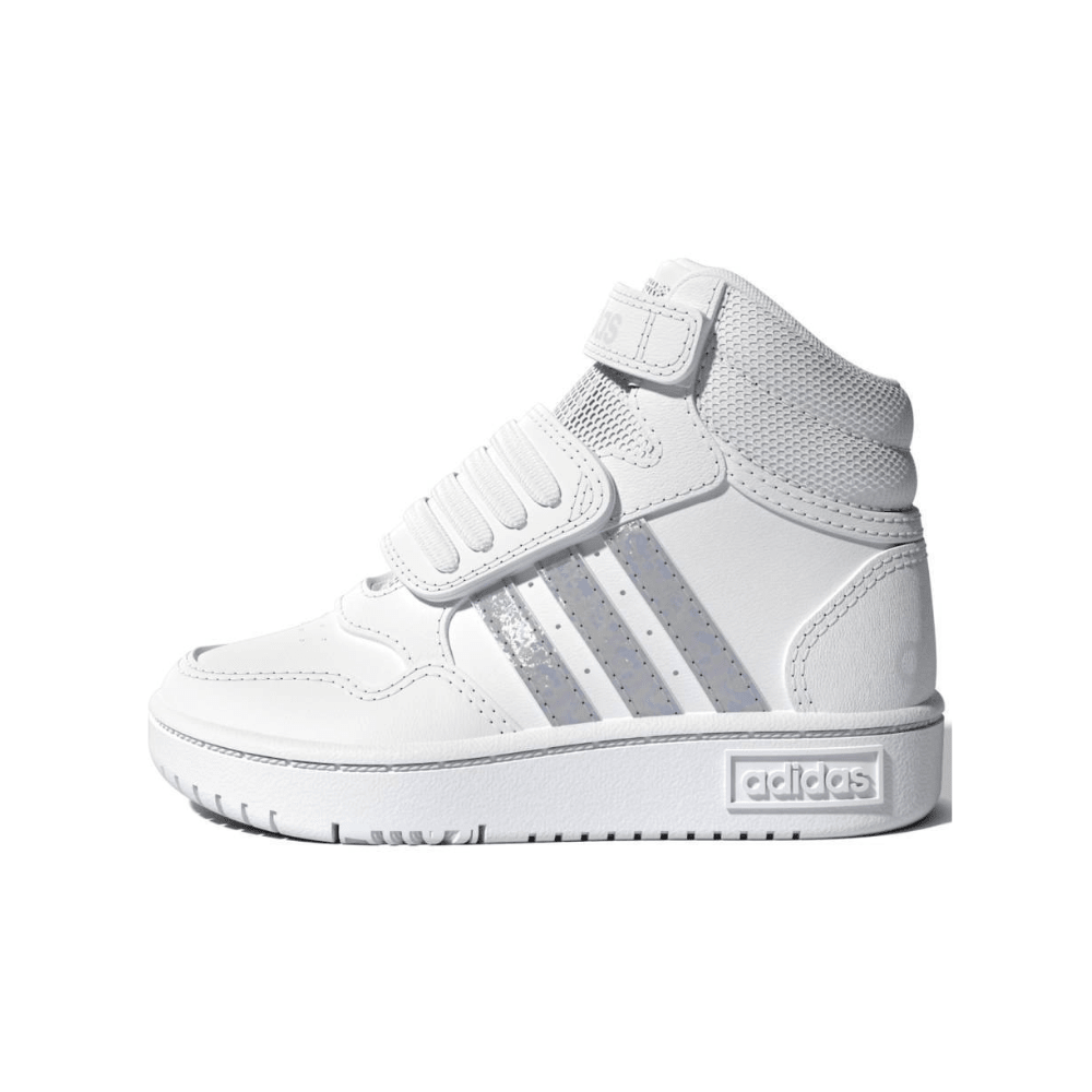 Adidas Hoops Mid 3.0 AC I Kids Basketball Sneakers White Silver - top view