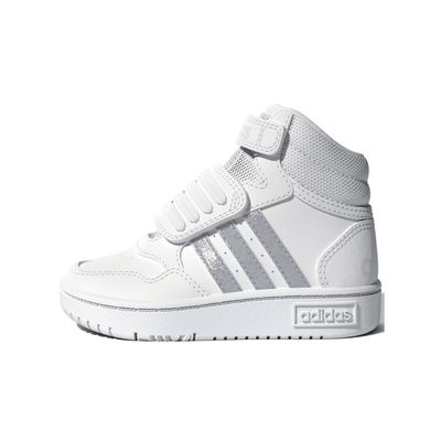 Adidas Hoops Mid 3.0 AC I Kids Basketball Sneakers White Silver - top view