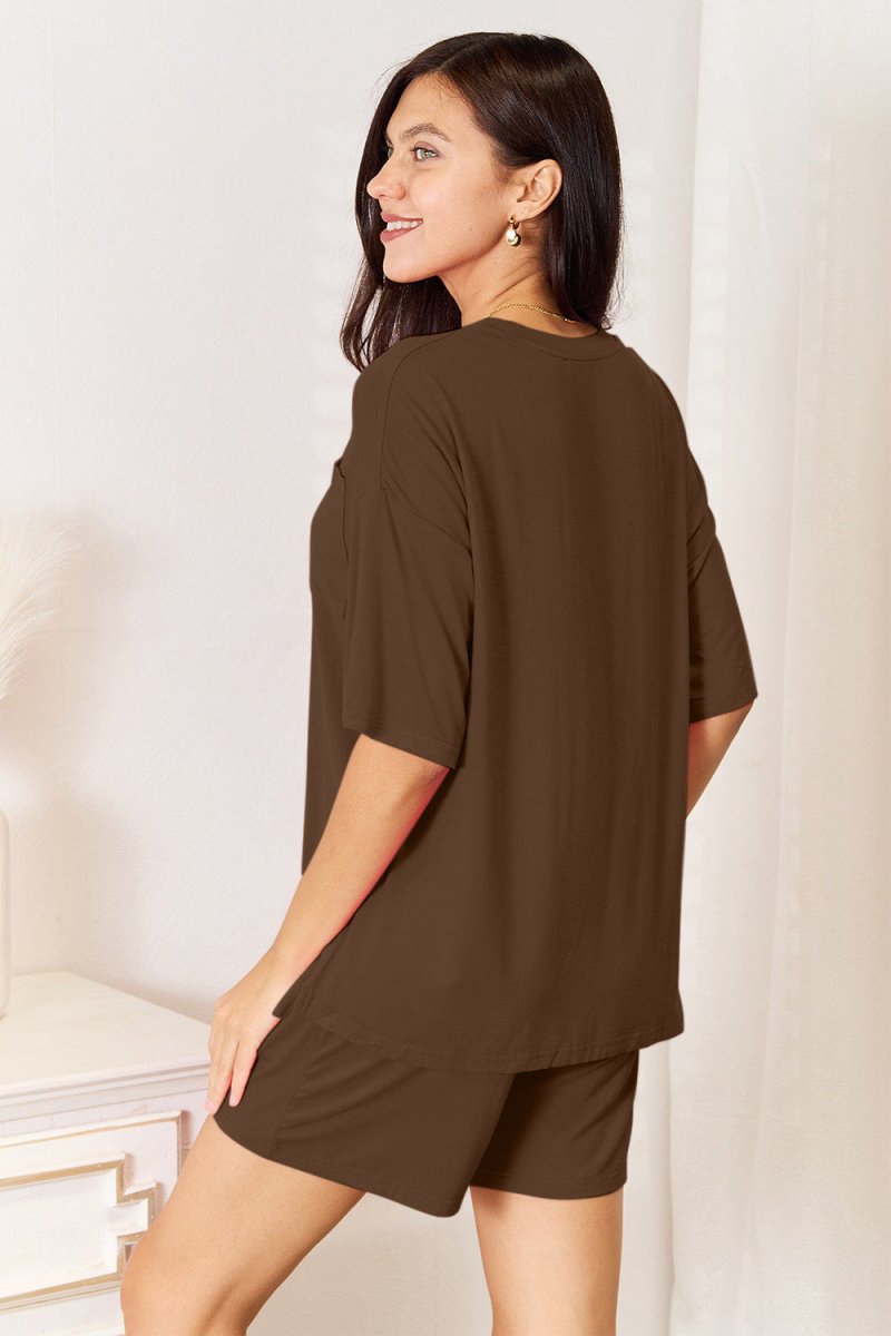 Basic Bae Full Size Soft Rayon Half Sleeve Top and Shorts Set - Trendsi